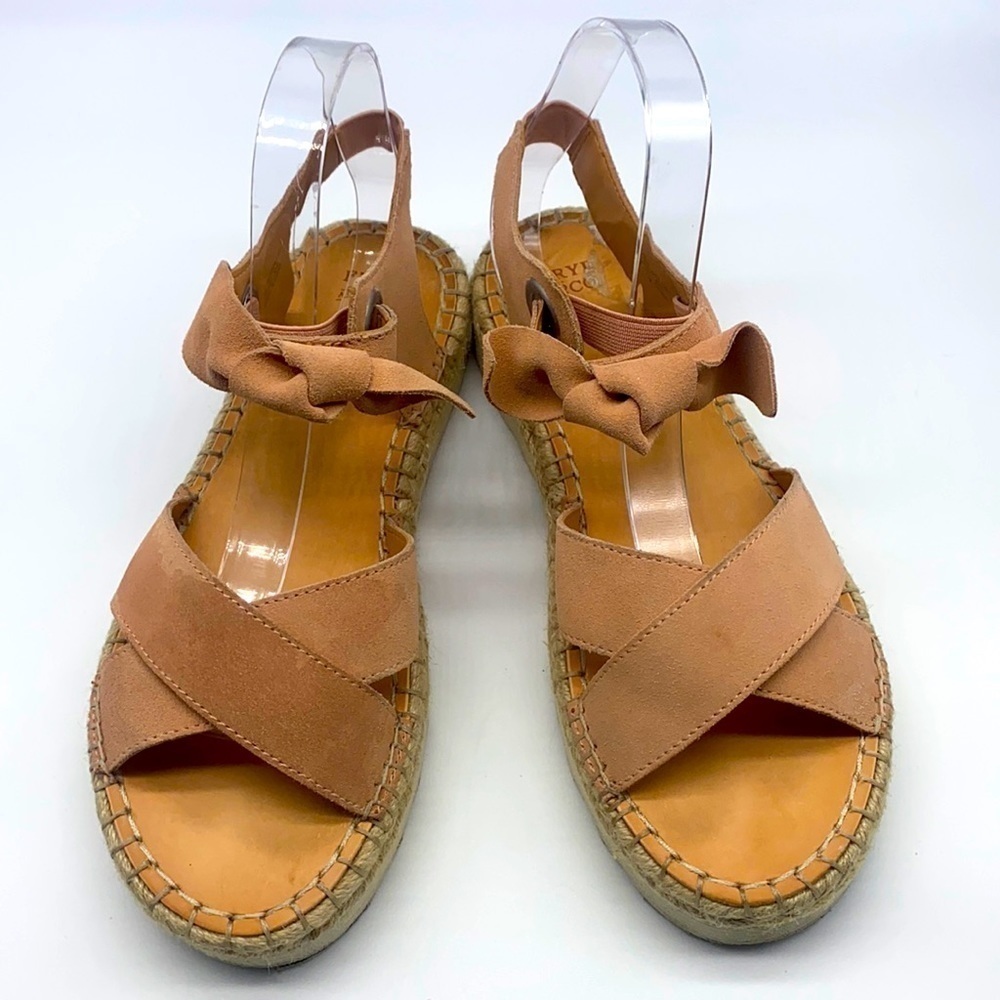 Frye And Co- Lula Bow Dusty Rose Espadrille Platform Sandal Size 9